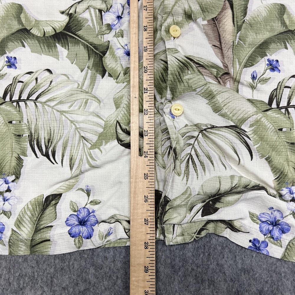 Tommy Bahama Shirt Mens XL Beige Green Floral Silk Hawaiian Tropical Aloha Beach - Picture 10 of 15